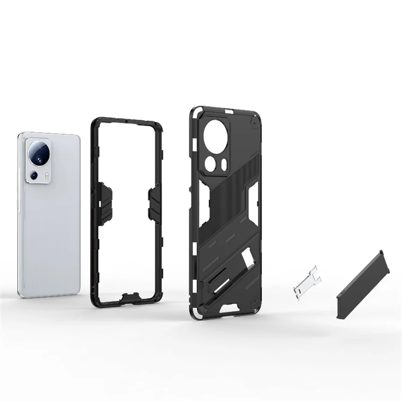 For Xiaomi 13 Lite / Civi 2 5G Kickstand TPU+PC Mobile Phone Cover Anti-Fingerprint Cell Phone Case - Baby Blue