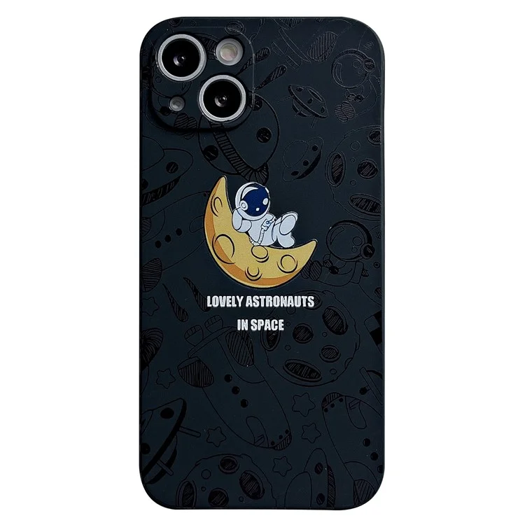 Per iPhone 13 6,1 pollici Lovely Astronaut Phone Case Precise Cutout Soft TPU Anti-scratch Cover - Nero