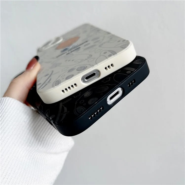 Per iPhone 13 6,1 pollici Lovely Astronaut Phone Case Precise Cutout Soft TPU Anti-scratch Cover - Nero