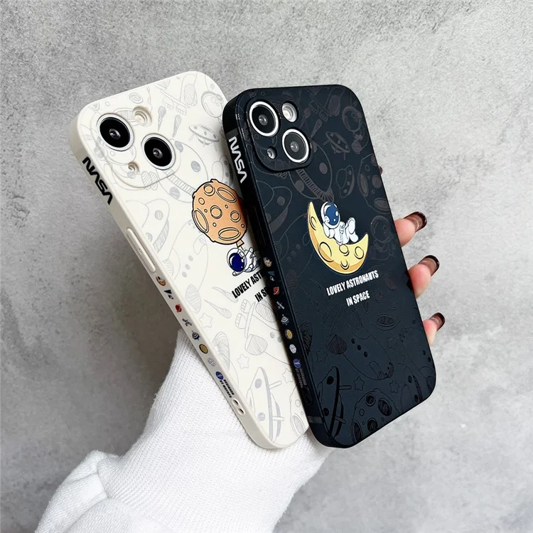 Per iPhone 13 6,1 pollici Lovely Astronaut Phone Case Precise Cutout Soft TPU Anti-scratch Cover - Nero