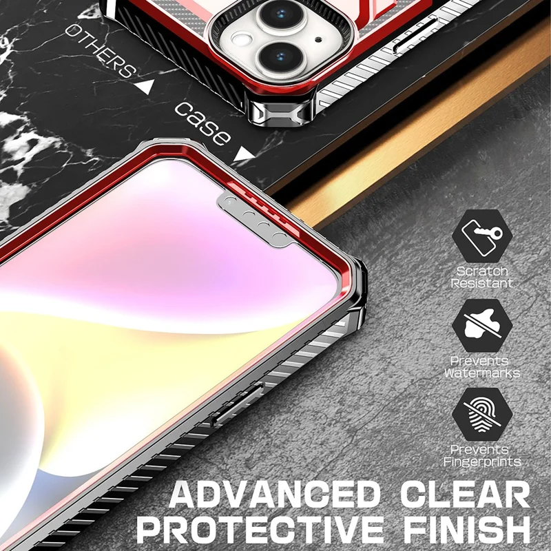 Magnetic Phone Case for iPhone 13 , PC+TPU Ring Kickstand Phone Cover Compatible with MagSafe - Black