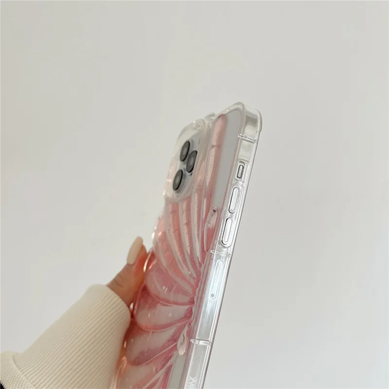 For iPhone 14 Pro Epoxy Personalised TPU Mobile Phone Case Sea Shell Glitter Star Design Cover - Pink