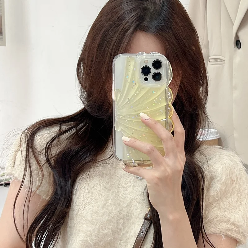 For iPhone 13 Pro Max 6.7 inch Glitter Star Epoxy Phone Case Soft TPU Sea Shell Shockproof Cover - Purple