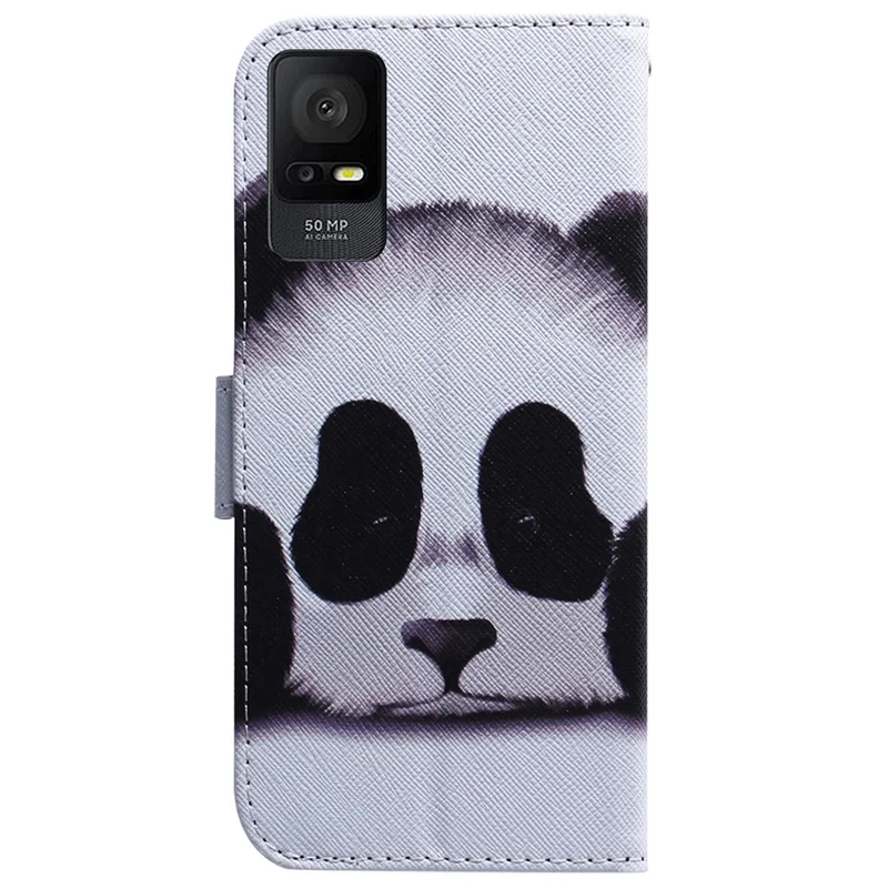 For TCL 408 PU Leather Flip Case Stand Wallet Pattern Printing Phone Cover - Panda