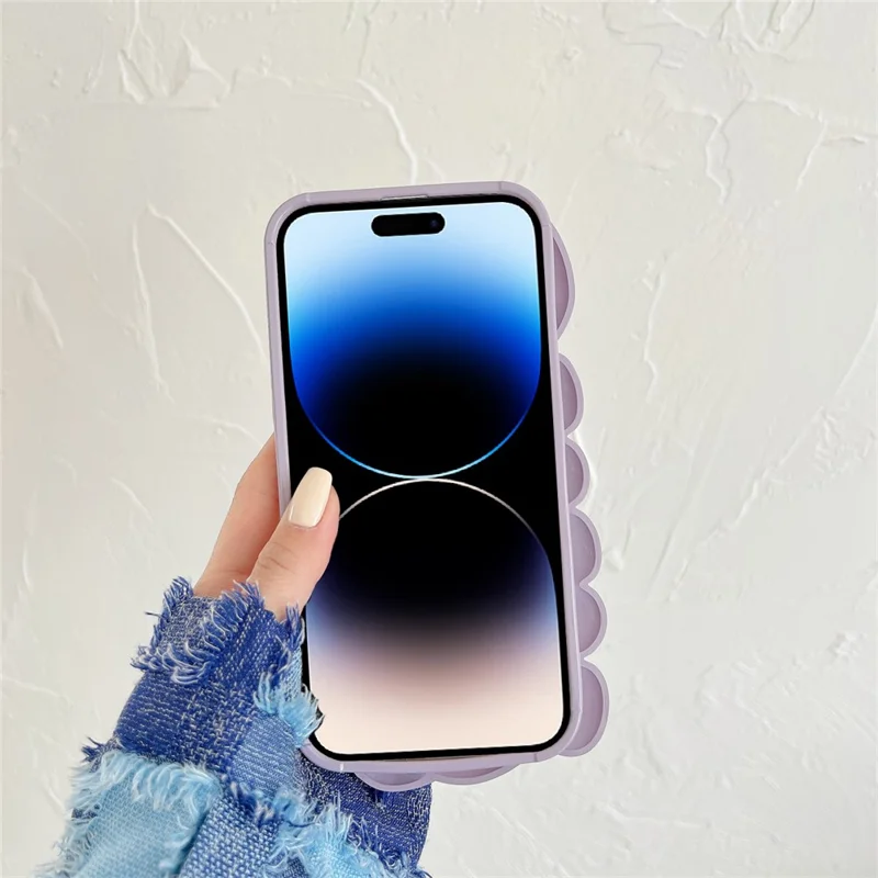 Seashell Shape Phone Case for iPhone 14 Pro , Glossy Surface Soft TPU Phone Protective Cover - Purple