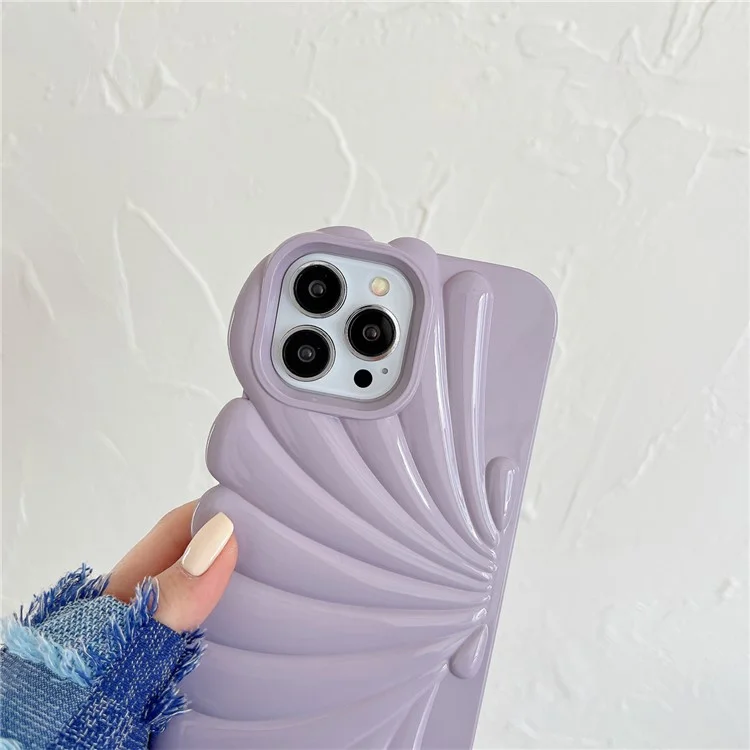 Pour iPhone 13 Pro Max 6.7 pouces Glossy Surface Soft TPU Phone Cover Seashell Shape Phone Case - Beige