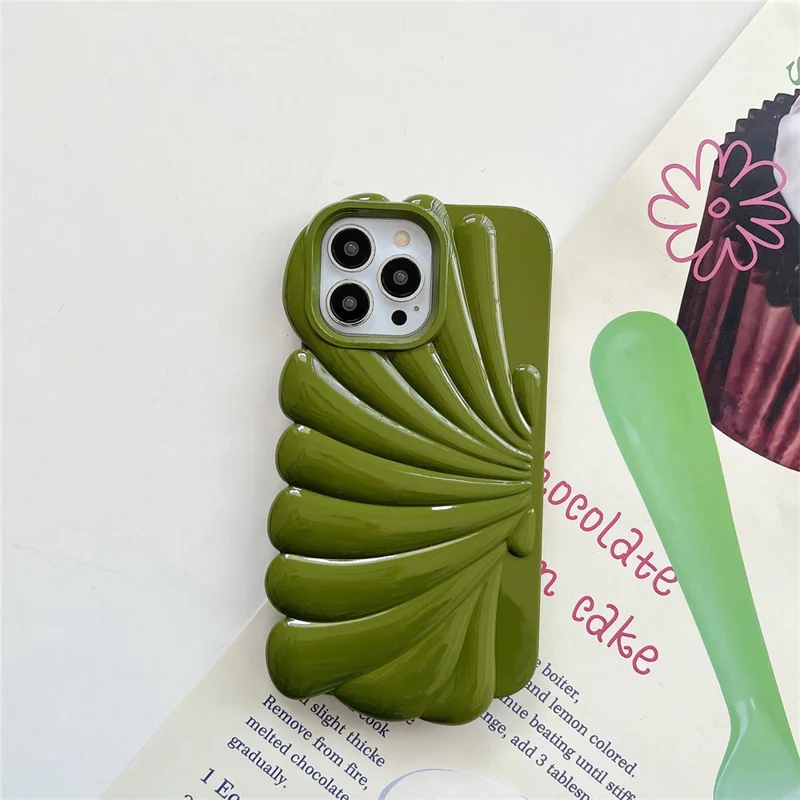 For iPhone 13 Pro 6.1 inch Glossy Surface Seashell Shape Phone Case Soft TPU Phone Shell Cover - Green