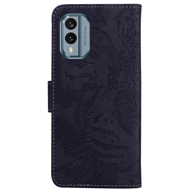 For Nokia X30 5G Tiger Imprinted PU Leather Wallet Case with Stand Drop-proof Phone Cover - Black