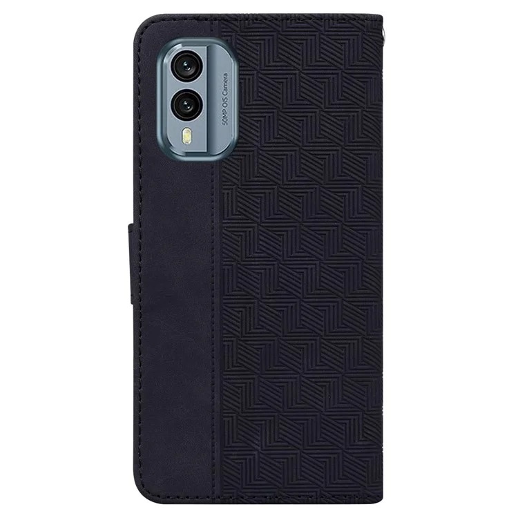 Para Nokia X30 5G Geometría Patrón Grabado Flip Phone Case PU Leather Wallet Stand Cover - Negro
