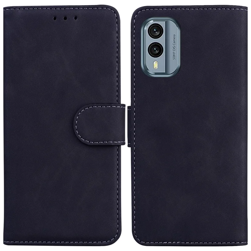 For Nokia X30 5G Solid Color Wallet Phone Case PU Leather Flip Stand Drop-proof Cover - Black