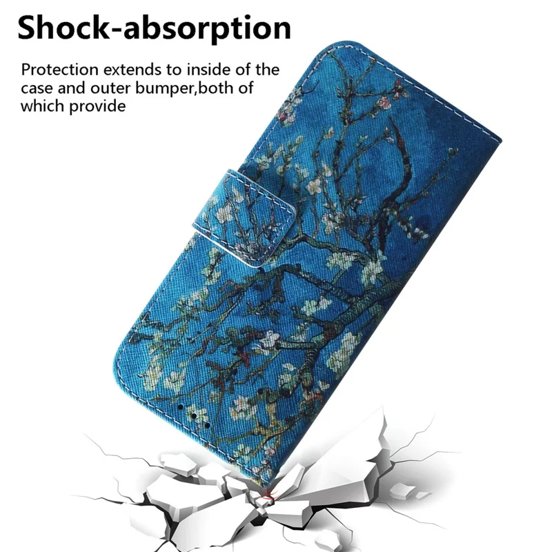 For Nokia C31 4G PU Leather Pattern Printing Phone Case Wallet Stand Anti-Drop Protective Cover - Apricot Flowers