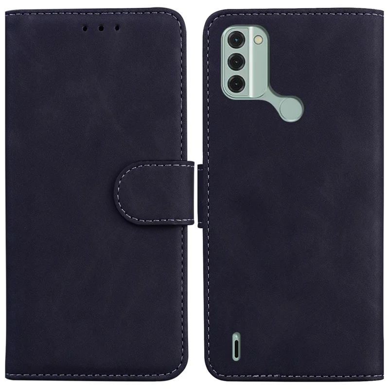 Für Nokia C31 4G Solid Color Phone Case PU Leder Brieftasche Ständer Anti-drop Handy Hülle - Schwarz