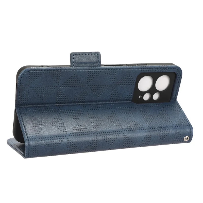 For Xiaomi Redmi Note 12 4G PU Leather Phone Case Imprinted Triangle Phone Stand Wallet Cover - Blue