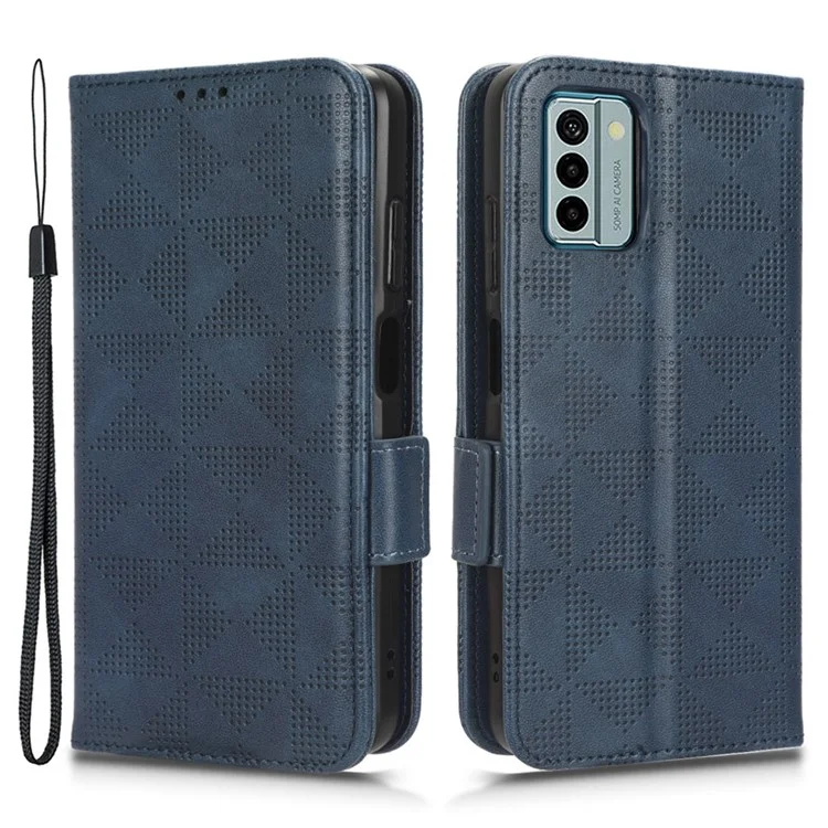 Für Nokia G22 Wallet Phone Leather Case Imprinted Triangle Cell Phone Stand Cover - Blau