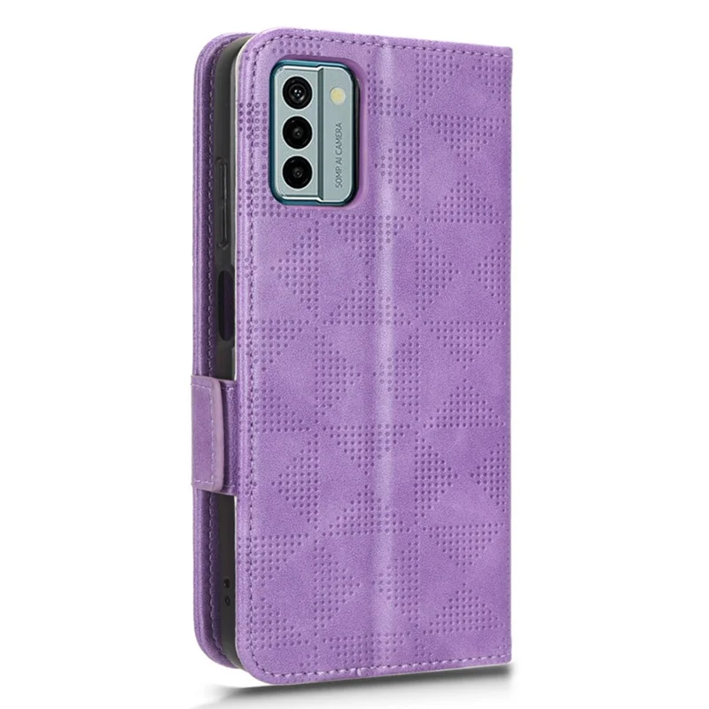 For Nokia G22 Wallet Phone Leather Case Imprinted Triangle Cell Phone Stand Cover - Purple