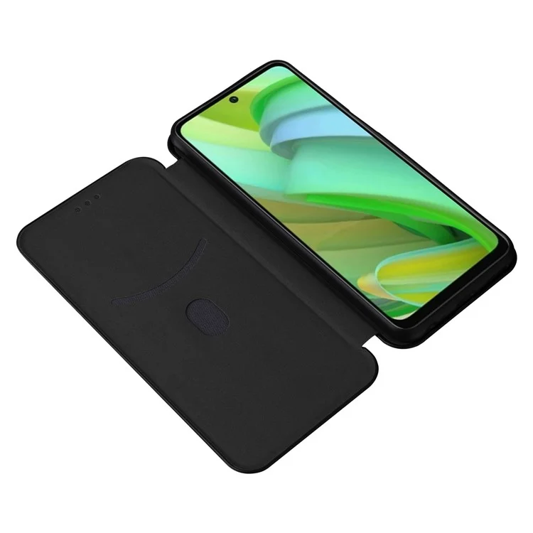 Pour Motorola Moto G Power 5G Étui de téléphone en cuir avec support Texture fibre de carbone Support de carte Housse de téléphone - Noir