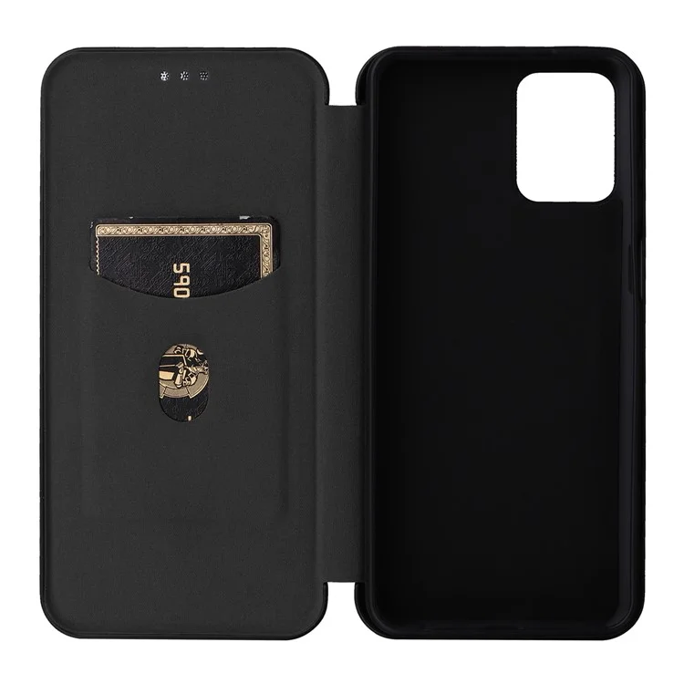 Pour Motorola Moto G Power 5G Étui de téléphone en cuir avec support Texture fibre de carbone Support de carte Housse de téléphone - Noir