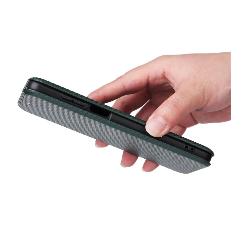 Pour Motorola Moto G Power 5G Étui de téléphone en cuir avec support Texture fibre de carbone Support de carte Housse de téléphone - Noir