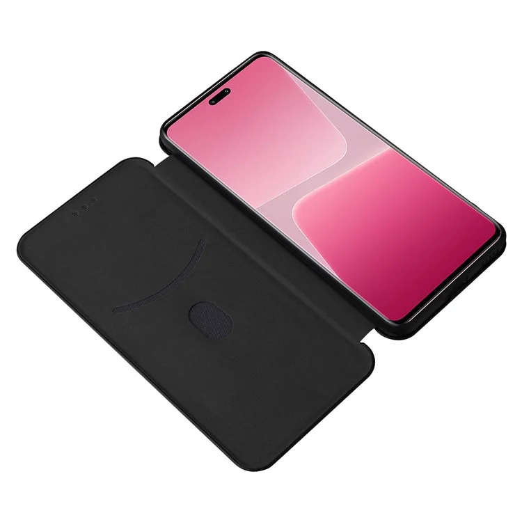 Funda para Xiaomi 13 Lite / Civi 2 5G, de piel de PU con textura de fibra de carbono, con soporte y ranura para tarjeta - Negro