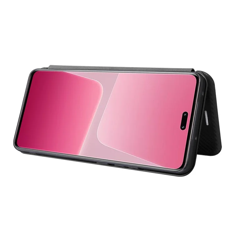 Funda para Xiaomi 13 Lite / Civi 2 5G, de piel de PU con textura de fibra de carbono, con soporte y ranura para tarjeta - Negro