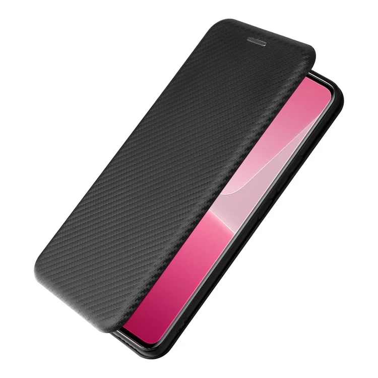 Funda para Xiaomi 13 Lite / Civi 2 5G, de piel de PU con textura de fibra de carbono, con soporte y ranura para tarjeta - Negro