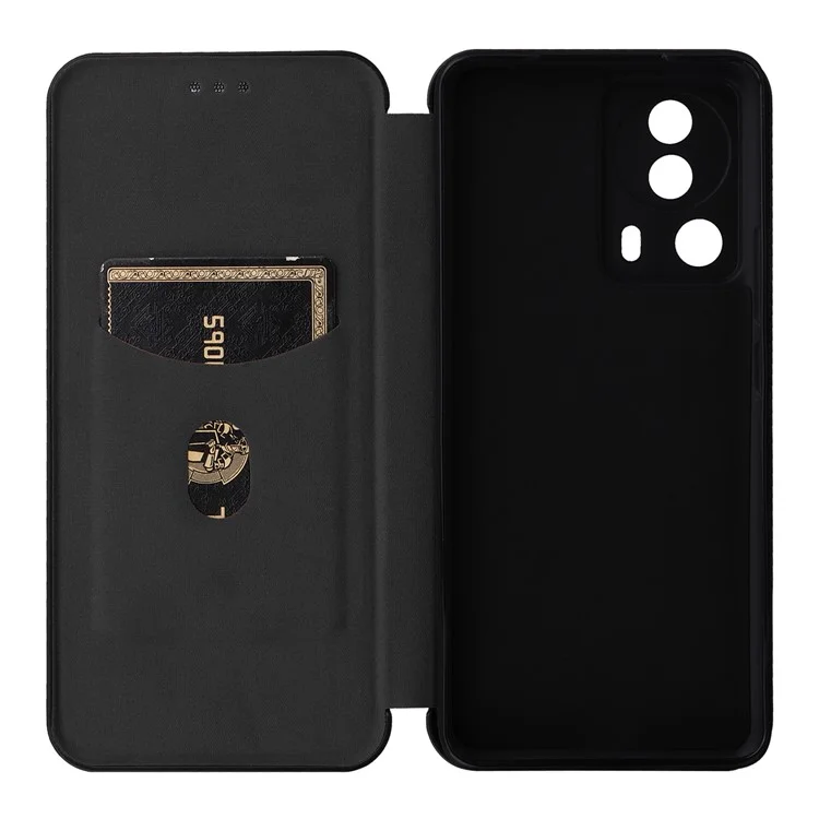 Funda para Xiaomi 13 Lite / Civi 2 5G, de piel de PU con textura de fibra de carbono, con soporte y ranura para tarjeta - Negro