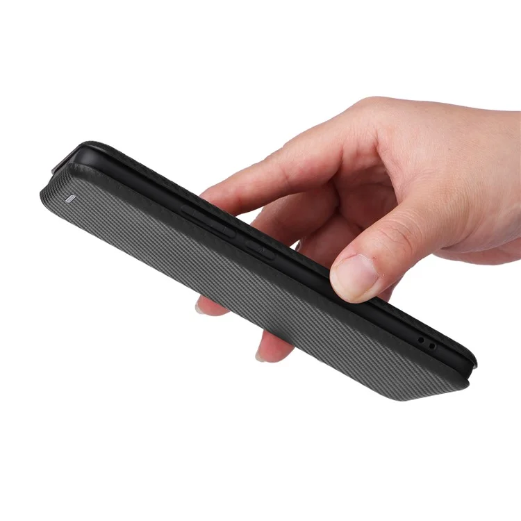 Funda para Xiaomi 13 Lite / Civi 2 5G, de piel de PU con textura de fibra de carbono, con soporte y ranura para tarjeta - Negro