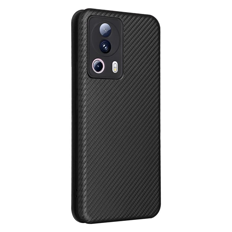 Funda para Xiaomi 13 Lite / Civi 2 5G, de piel de PU con textura de fibra de carbono, con soporte y ranura para tarjeta - Negro