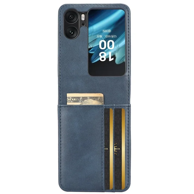 Für Oppo Find N2 Flip 5G PU-Leder-Falthandytasche mit Kartenfächern - Blau