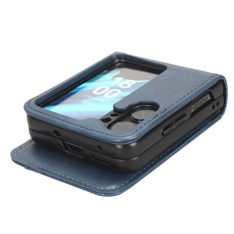 Für Oppo Find N2 Flip 5G PU-Leder-Falthandytasche mit Kartenfächern - Blau