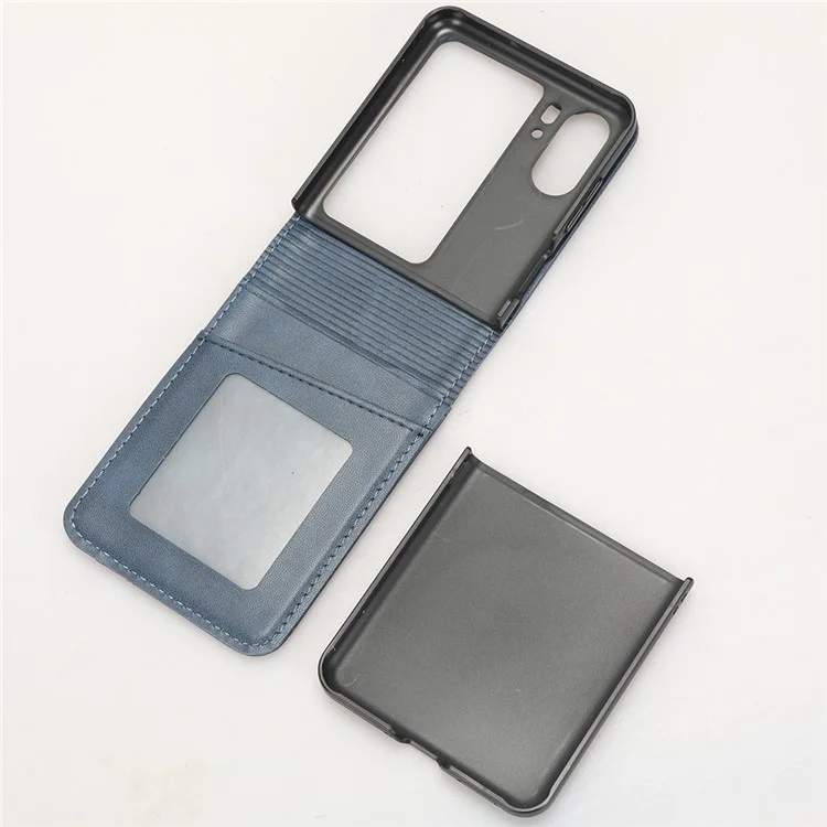 Für Oppo Find N2 Flip 5G PU-Leder-Falthandytasche mit Kartenfächern - Blau