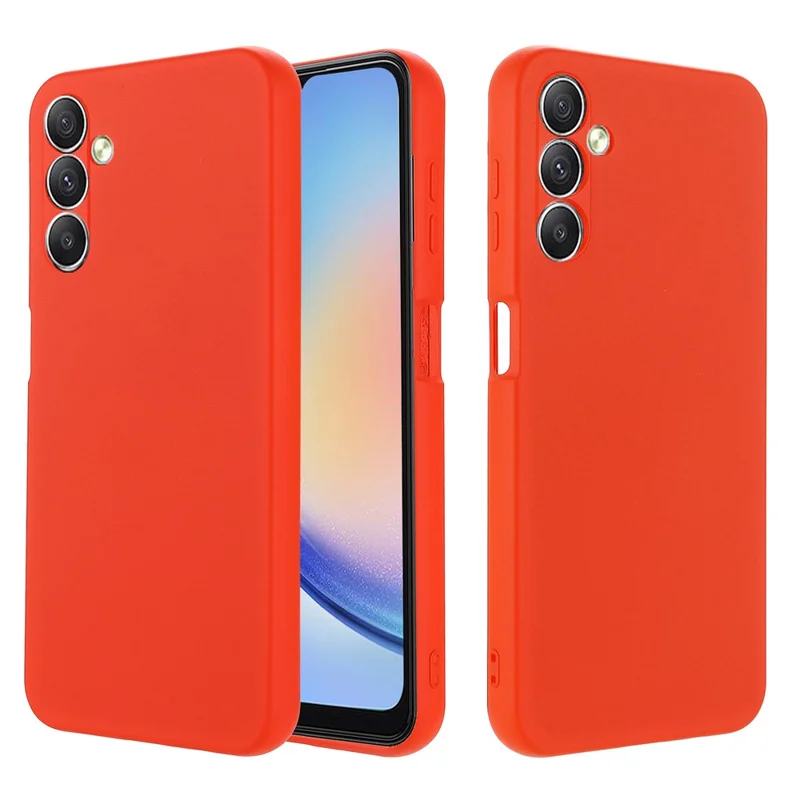 For Samsung Galaxy A24 4G (162.1 x 77.6 x 8.3mm) Phone Case Liquid Silicone Cover with Strap - Red
