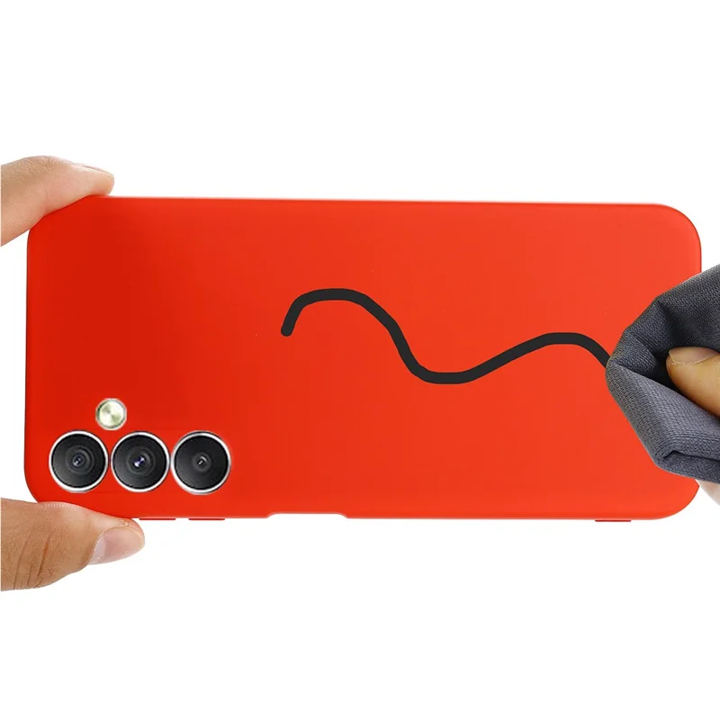 For Samsung Galaxy A24 4G (162.1 x 77.6 x 8.3mm) Phone Case Liquid Silicone Cover with Strap - Red