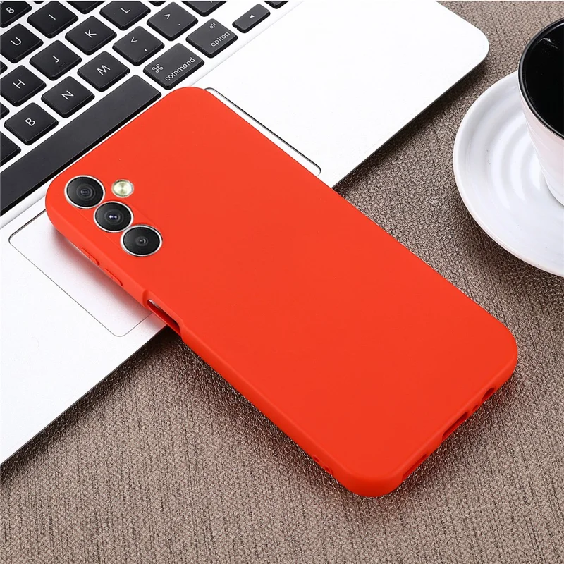 For Samsung Galaxy A24 4G (162.1 x 77.6 x 8.3mm) Phone Case Liquid Silicone Cover with Strap - Red