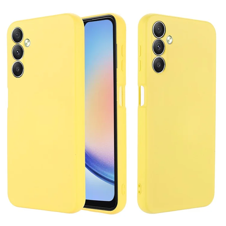 For Samsung Galaxy A24 4G (162.1 x 77.6 x 8.3mm) Phone Case Liquid Silicone Cover with Strap - Yellow