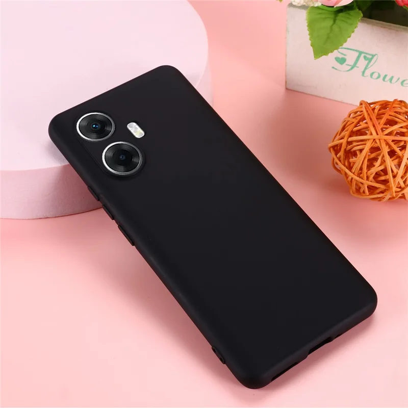 Cell Phone Cover for Realme 10 Pro+ 5G , Soft Lining Liquid Silicone Phone Case with Strap - Black