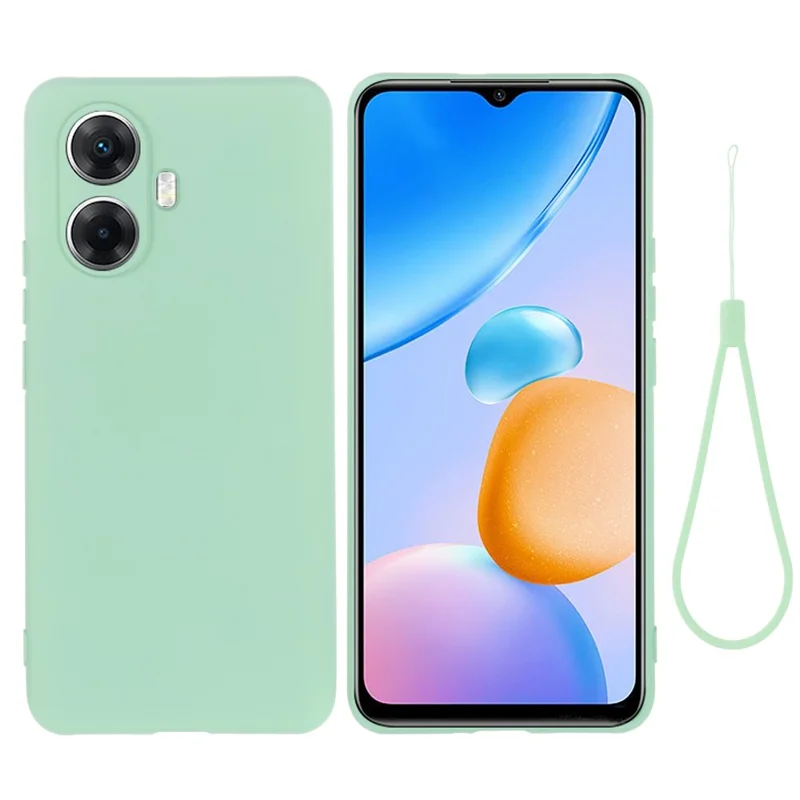 Cell Phone Cover for Realme 10 Pro+ 5G , Soft Lining Liquid Silicone Phone Case with Strap - Green