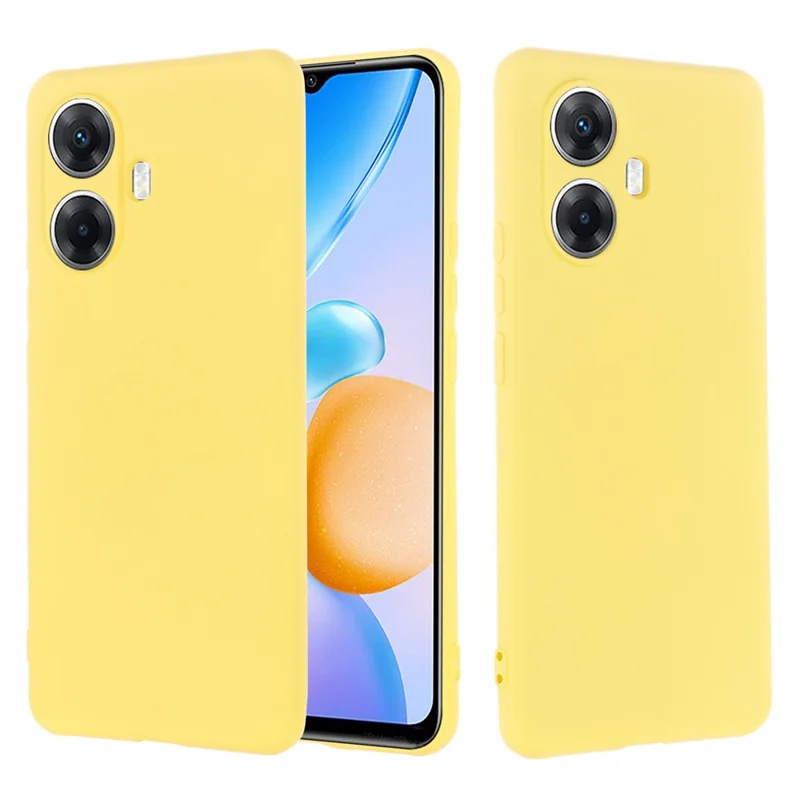 Cell Phone Cover for Realme 10 Pro+ 5G , Soft Lining Liquid Silicone Phone Case with Strap - Yellow