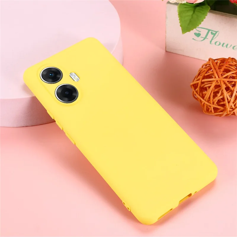 Cell Phone Cover for Realme 10 Pro+ 5G , Soft Lining Liquid Silicone Phone Case with Strap - Yellow