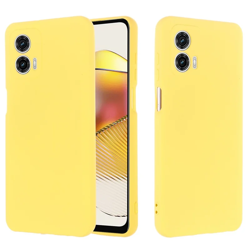 Liquid Silicone Phone Case for Motorola Moto G73 5G , Soft Lining Protective Phone Cover with Strap - Yellow