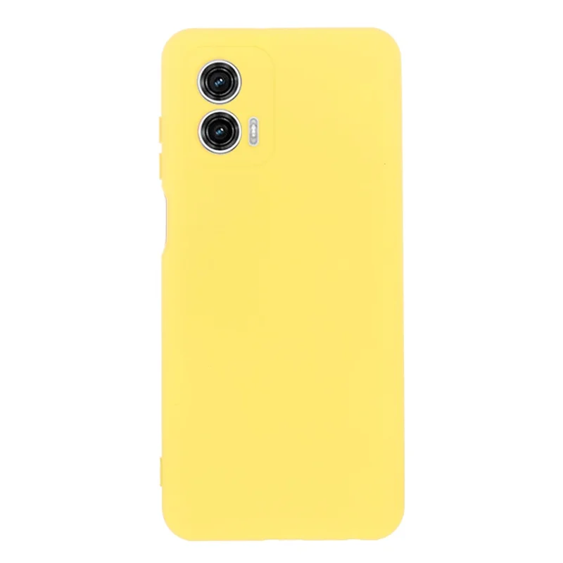 Liquid Silicone Phone Case for Motorola Moto G73 5G , Soft Lining Protective Phone Cover with Strap - Yellow