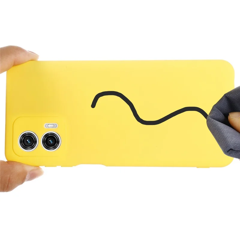 Liquid Silicone Phone Case for Motorola Moto G73 5G , Soft Lining Protective Phone Cover with Strap - Yellow