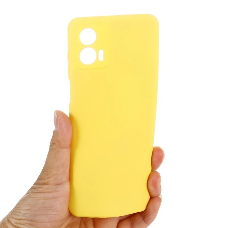 Liquid Silicone Phone Case for Motorola Moto G73 5G , Soft Lining Protective Phone Cover with Strap - Yellow