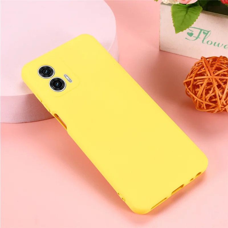 Liquid Silicone Phone Case for Motorola Moto G73 5G , Soft Lining Protective Phone Cover with Strap - Yellow