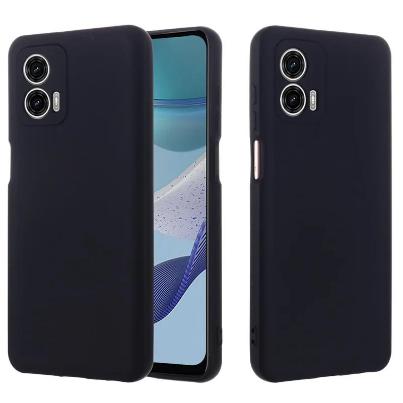 Pour Motorola Moto G53 5G Liquid Silicone Phone Case Soft Lining Anti-drop Phone Cover with Strap - Noir