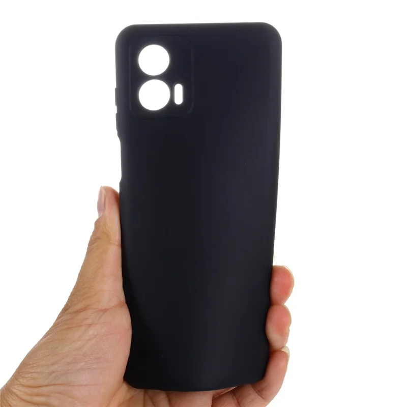 Pour Motorola Moto G53 5G Liquid Silicone Phone Case Soft Lining Anti-drop Phone Cover with Strap - Noir