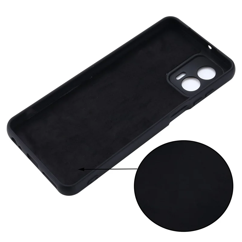 For Motorola Moto G53 5G Liquid Silicone Phone Case Soft Lining Anti-drop Phone Cover with Strap - Black