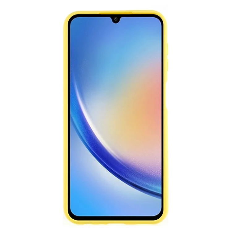 For Samsung Galaxy A24 4G (162.1 x 77.6 x 8.3mm) Precise Cutout Soft TPU Phone Case 2.0mm Liquid Silicone Texture Arc Edge Anti-drop Cover - Yellow