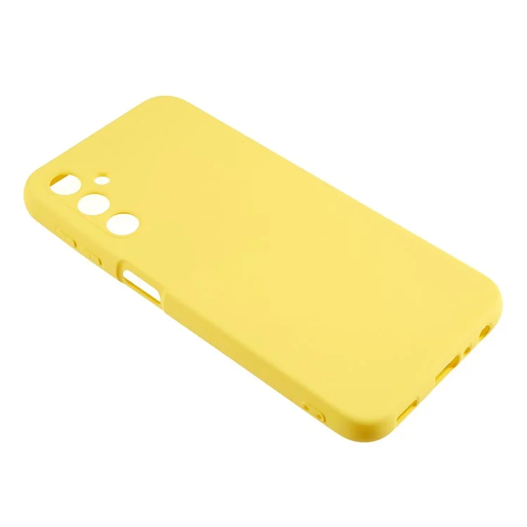 For Samsung Galaxy A24 4G (162.1 x 77.6 x 8.3mm) Precise Cutout Soft TPU Phone Case 2.0mm Liquid Silicone Texture Arc Edge Anti-drop Cover - Yellow