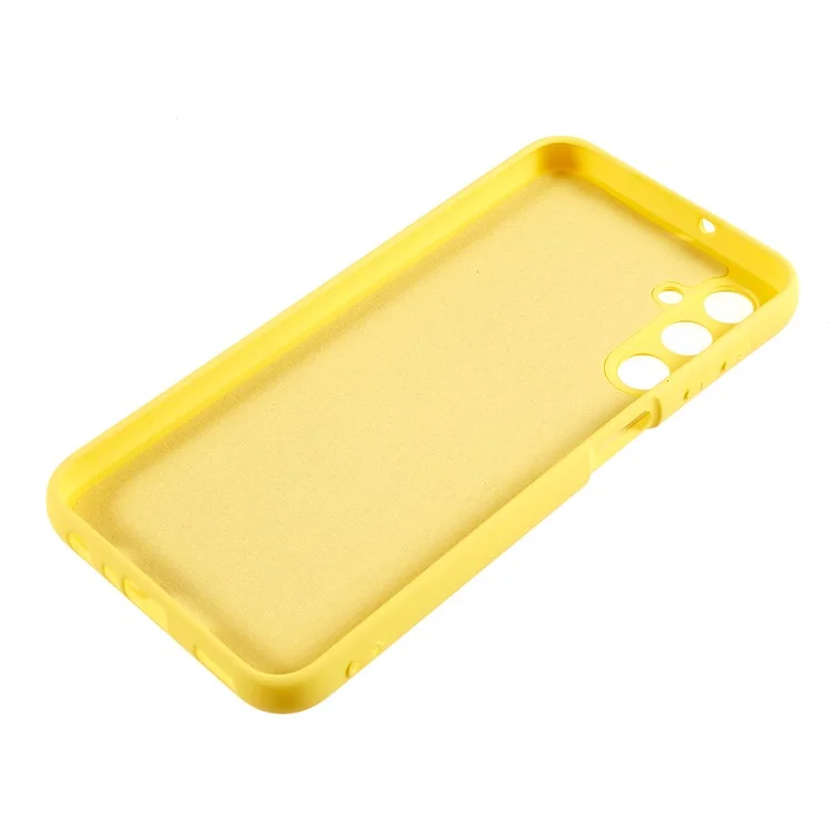 For Samsung Galaxy A24 4G (162.1 x 77.6 x 8.3mm) Precise Cutout Soft TPU Phone Case 2.0mm Liquid Silicone Texture Arc Edge Anti-drop Cover - Yellow